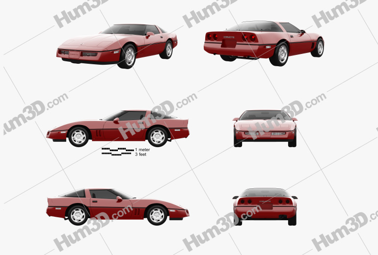 Chevrolet Corvette (C4) coupe 1996 Blueprint Template
