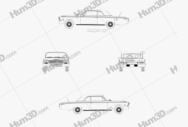 Chevrolet Impala SS 409 1962 Креслення