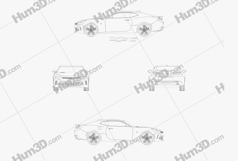 Chevrolet Camaro RS купе 2019 Креслення