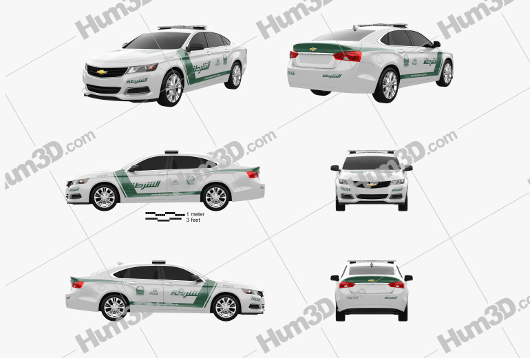 Chevrolet Impala Police Dubai 2017 Blueprint Template