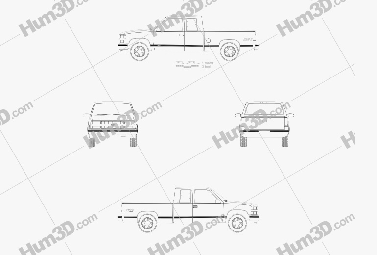 Chevrolet C1500 (K1500) Extended Cab 1988 Blueprint