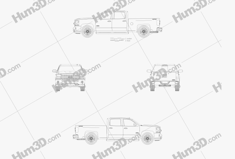 Chevrolet Silverado 1500 Crew Cab Standard Box High Country 2017 Blueprint