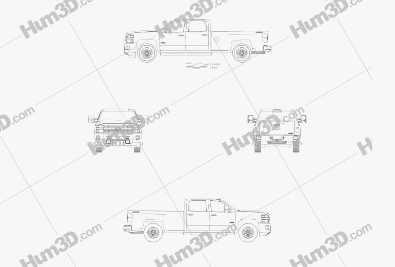 Chevrolet Silverado 3500HD Crew Cab Long Box High Country 2017 Blueprint