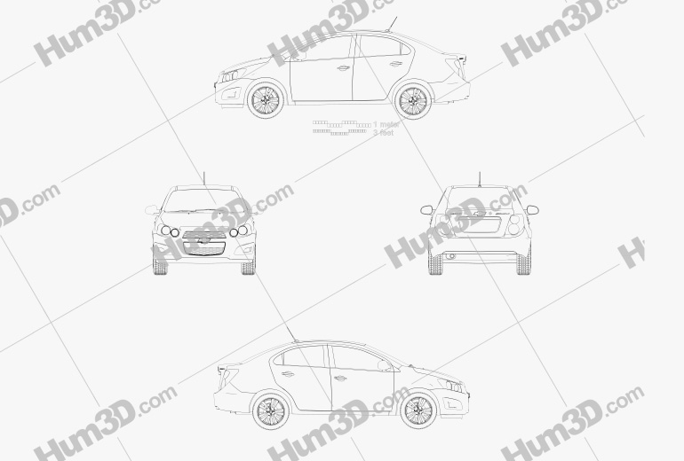 Chevrolet Sonic LT Sedán 2018 Blueprint