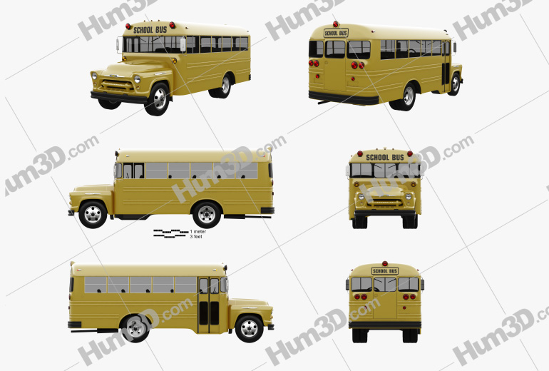Chevrolet 4500 School Bus 1956 Blueprint Template