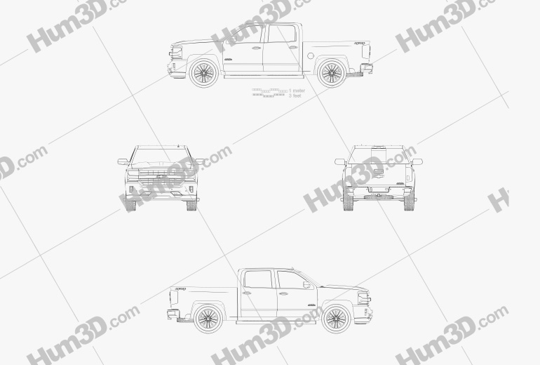Chevrolet Silverado 1500 Crew Cab Short Box High Country 2018 Blueprint