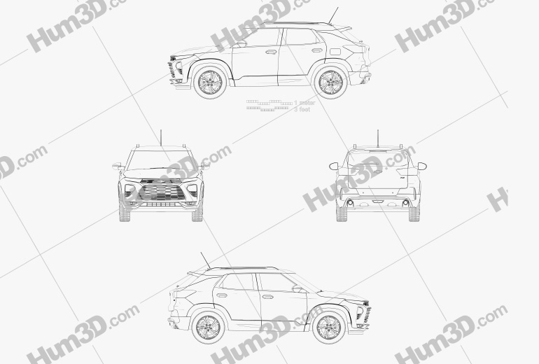 Chevrolet Trailblazer RS 2020 Disegno Tecnico