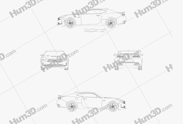 Chevrolet Camaro купе LT1 2022 Креслення