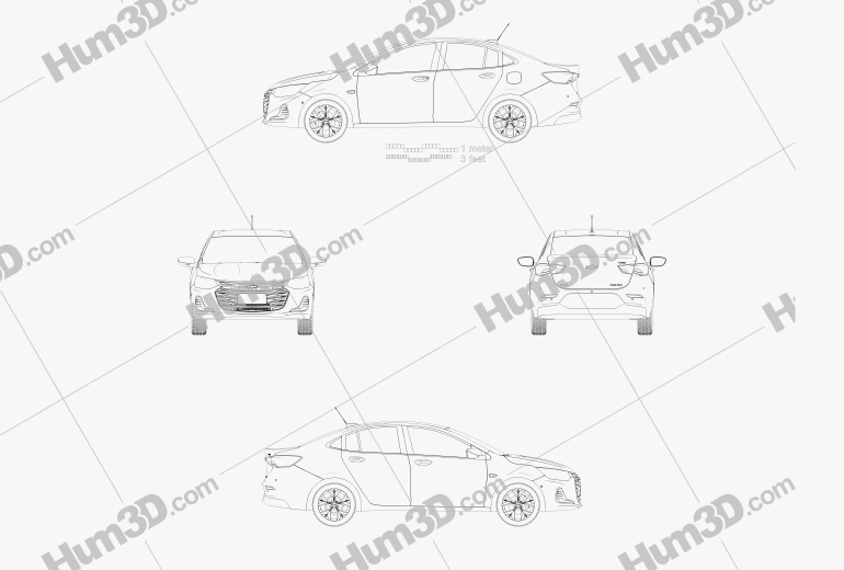 Chevrolet Onix Plus Premier Седан 2022 Креслення