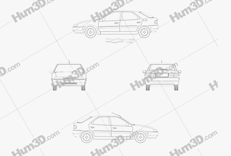 Citroen Xantia hatchback 2002 Blueprint