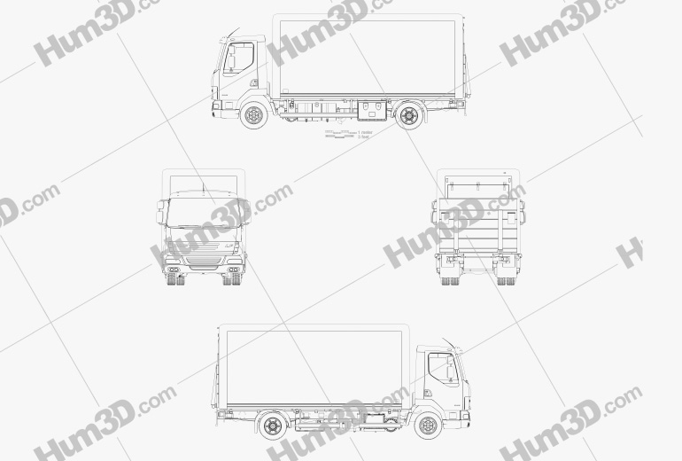 DAF LF Delivery Truck 2014 Blueprint