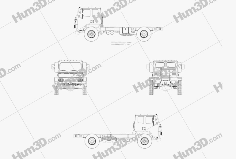 DAF Leyland T244 Chassis Truck 2022 Blueprint