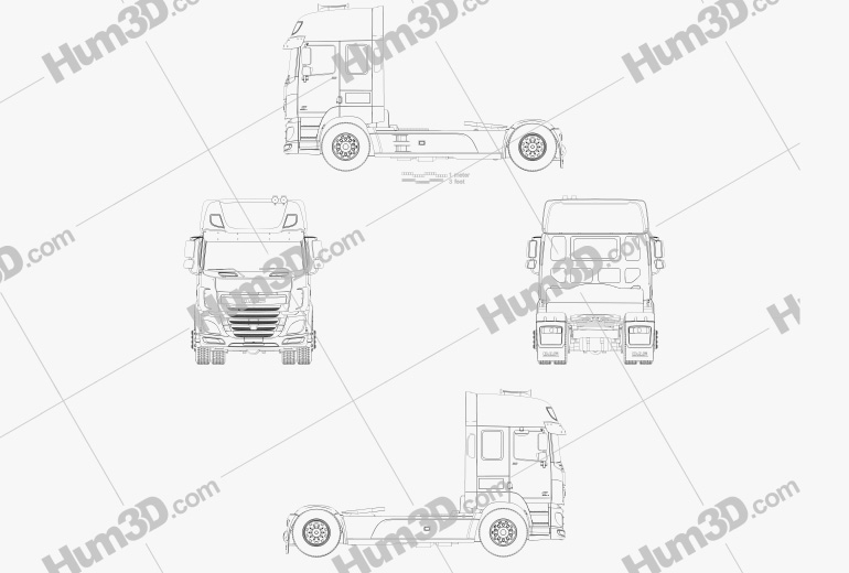 DAF CF Tractor Truck 2016 Blueprint
