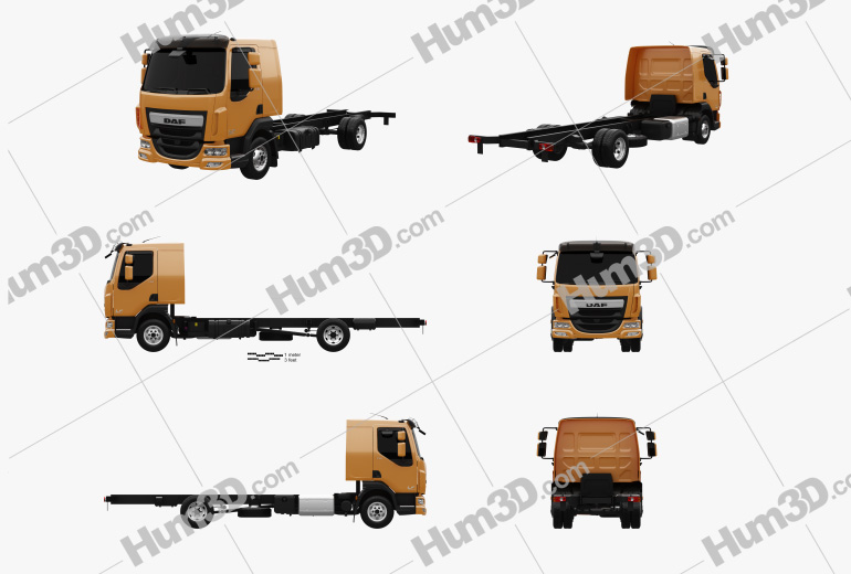 DAF LF Chassis Truck 2016 Blueprint Template