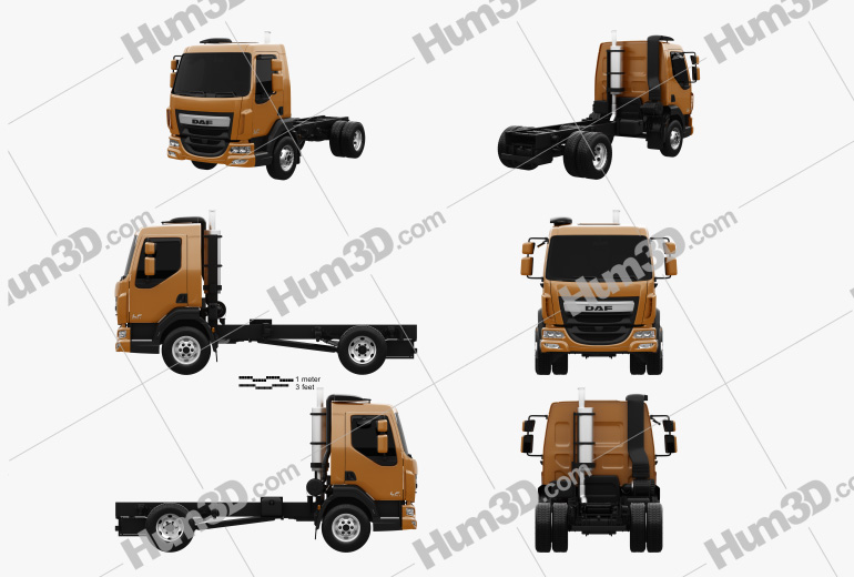 DAF LF 250 Chassis Truck 2016 Blueprint Template