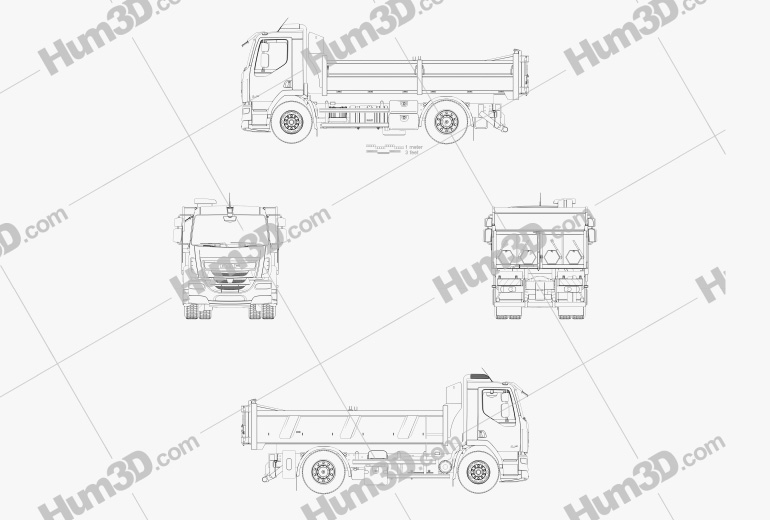 DAF LF Camion Benne 2016 Blueprint