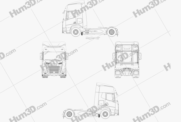 DAF XF 450 FT Tractor Truck 2-axle 2022 Blueprint
