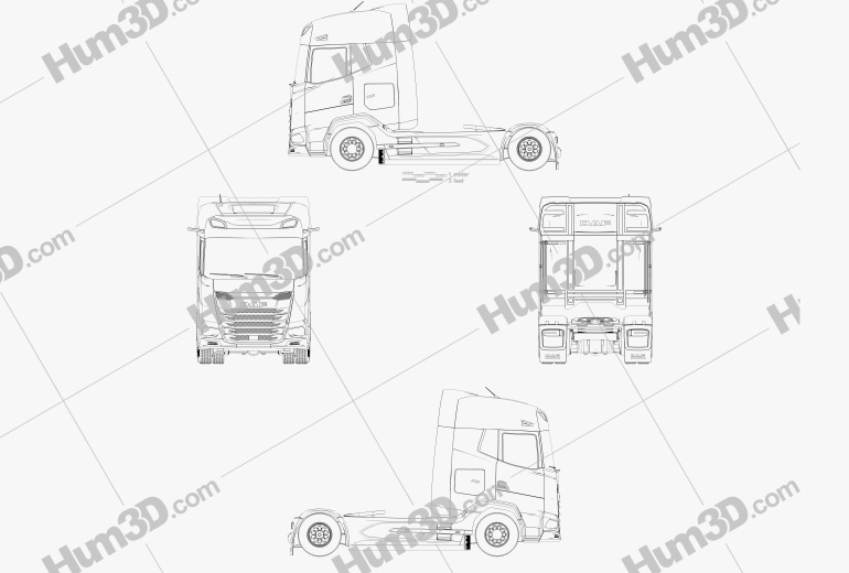 DAF XG FT Camion Tracteur 2 essieux 2021 Blueprint
