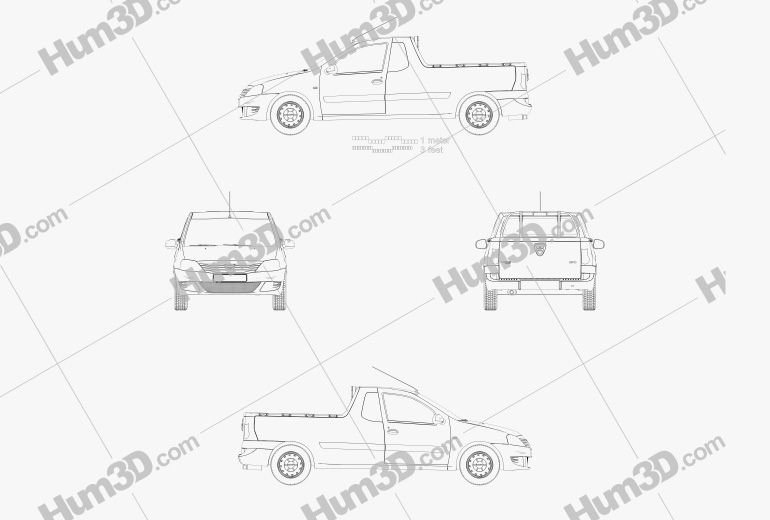 Dacia Logan Pickup 2013 Blueprint