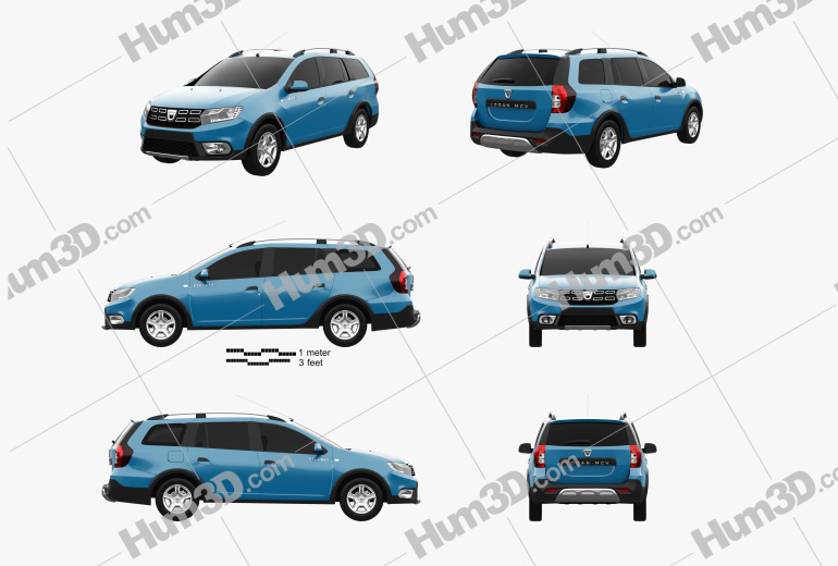 Dacia Logan MCV Stepway 2017 Blueprint Template