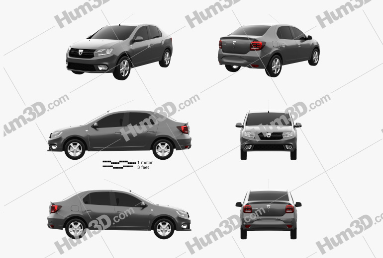Dacia Logan sedan 2016 Blueprint Template