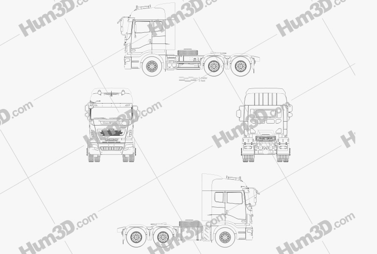 Daewoo Ultra Prima Tractor Truck 2012 Blueprint