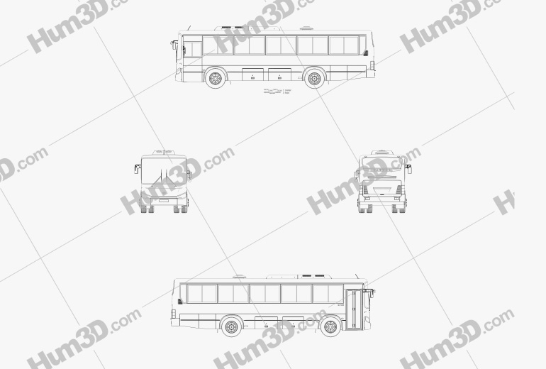 Daewoo BS106 bus 2021 Blueprint