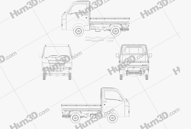 Daihatsu Hijet Truck 2017 Blueprint