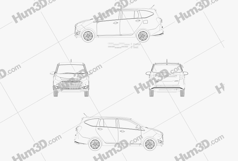 Daihatsu Astra Sigra 2020 Чертеж