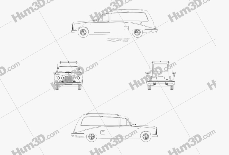 Daimler DS420 Hearse 1987 Blueprint