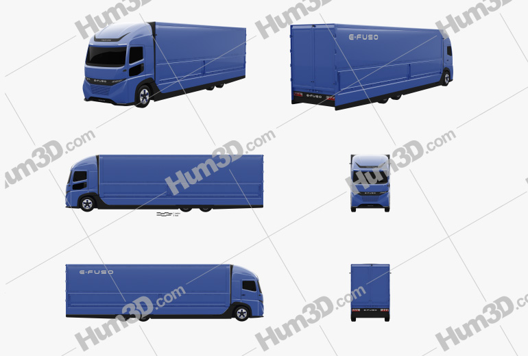 Daimler E-Fuso Vision One Box Truck 2020 Blueprint Template