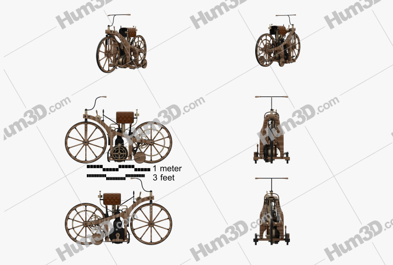 Daimler Reitwagen 1885 Blueprint Template