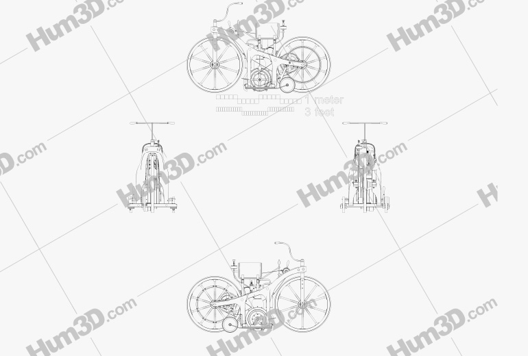 Daimler Reitwagen 1885 Blueprint