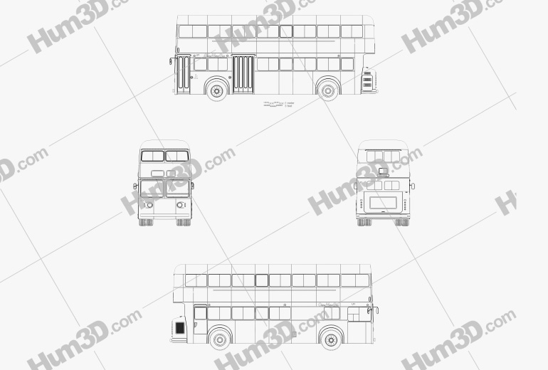 Daimler Fleetline CRG6 Autobús de dos pisos 1965 Blueprint
