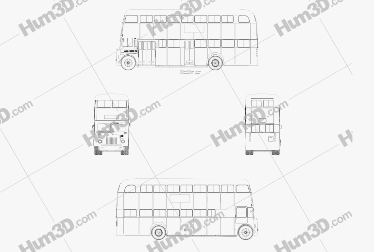 Daimler E Autobús de dos pisos 1965 Blueprint