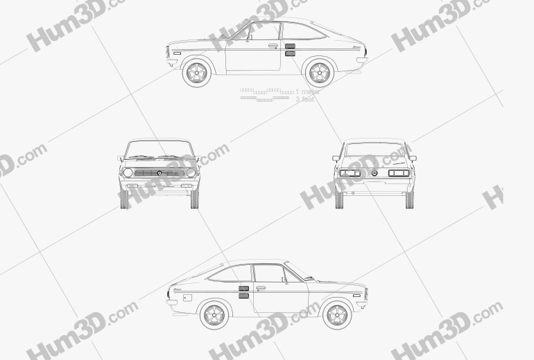 Datsun 1200 coupe 1970 Blueprint