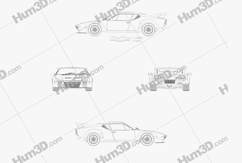 De Tomaso Pantera GT5 1984 Blueprint