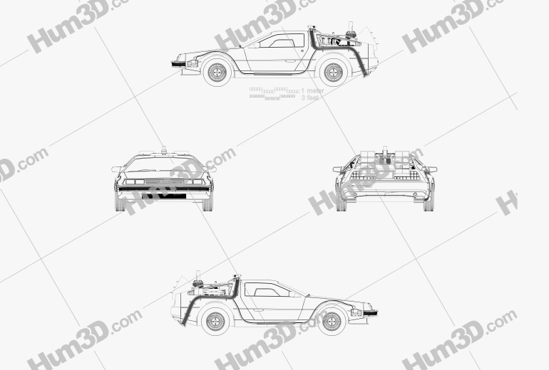 Back to the Future DeLorean car Blueprint