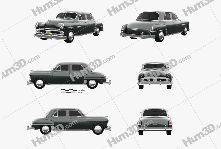 Dodge Coronet sedan 1950 Blueprint Template