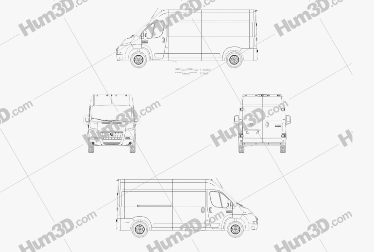Dodge Ram ProMaster Cargo Van L3H2 2014 Чертеж
