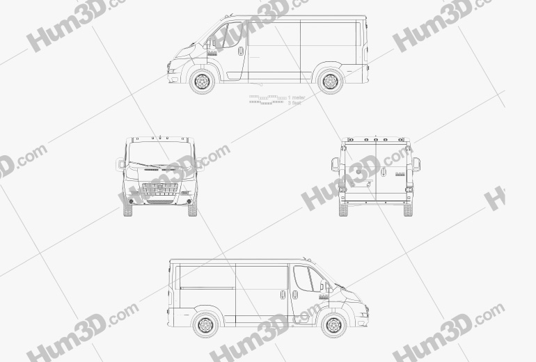 Dodge Ram ProMaster Cargo Van L2H1 2017 Blueprint