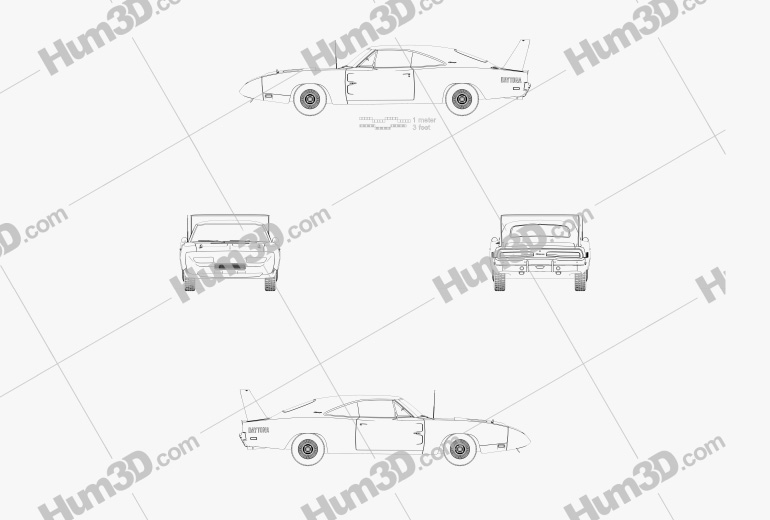 Dodge Charger Daytona Hemi 1969 Blueprint