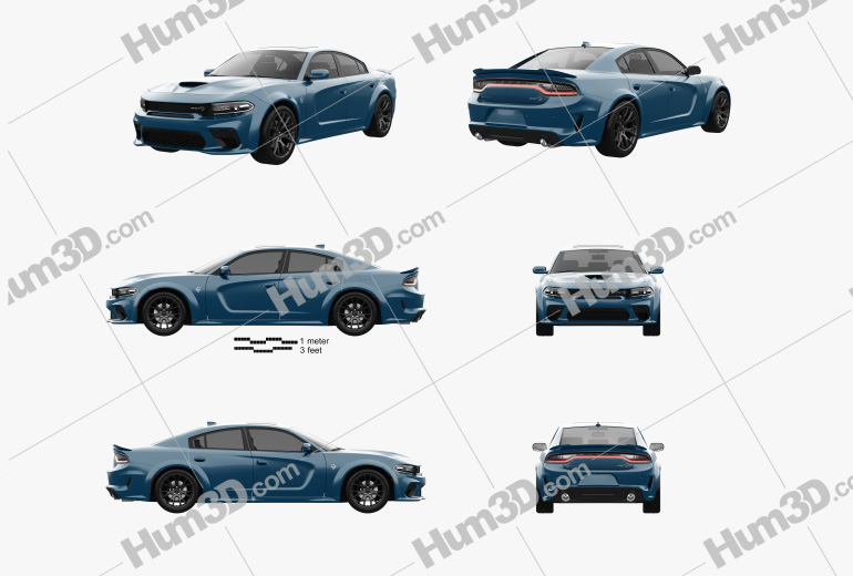 Dodge Charger SRT Hellcat Wide body 2022 Blueprint Template