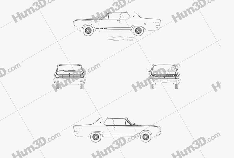 Dodge Dart GT Hard-top coupé 1965 Blueprint
