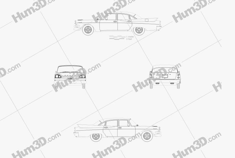 Dodge Coronet 4-Türer sedan 1957 Blueprint