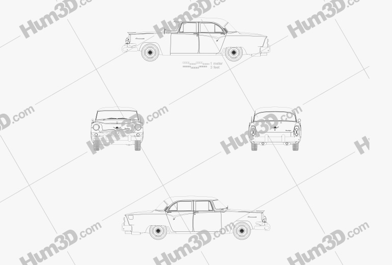 Dodge Coronet 4-Türer sedan 1955 Blueprint
