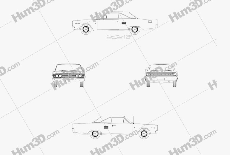 Dodge Coronet 500 hardtop 2-Türer 1966 Blueprint