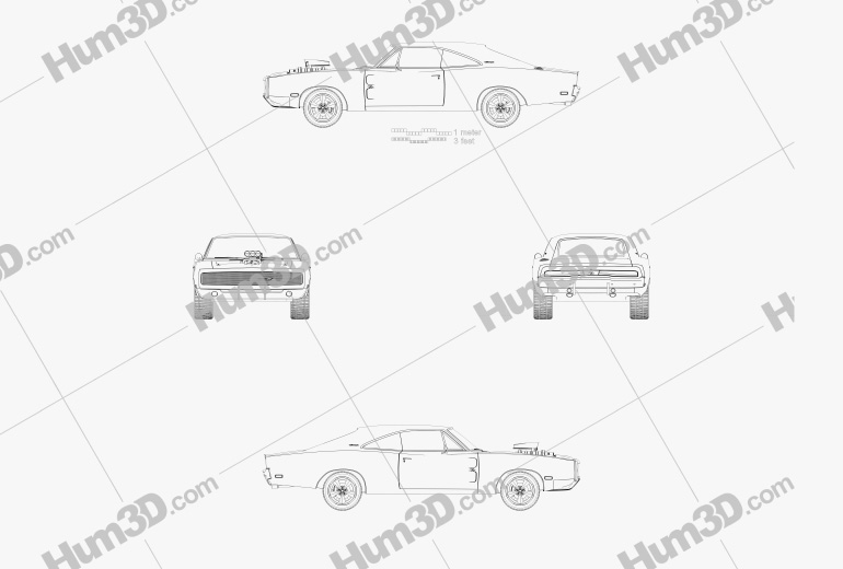 Dodge Charger HEMI 1970 Blueprint