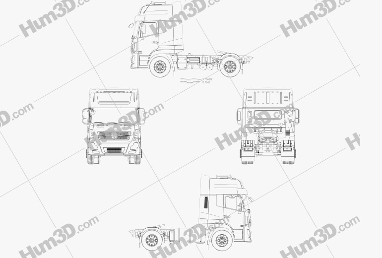 Dongfeng Denon Tractor Truck 2015 Blueprint