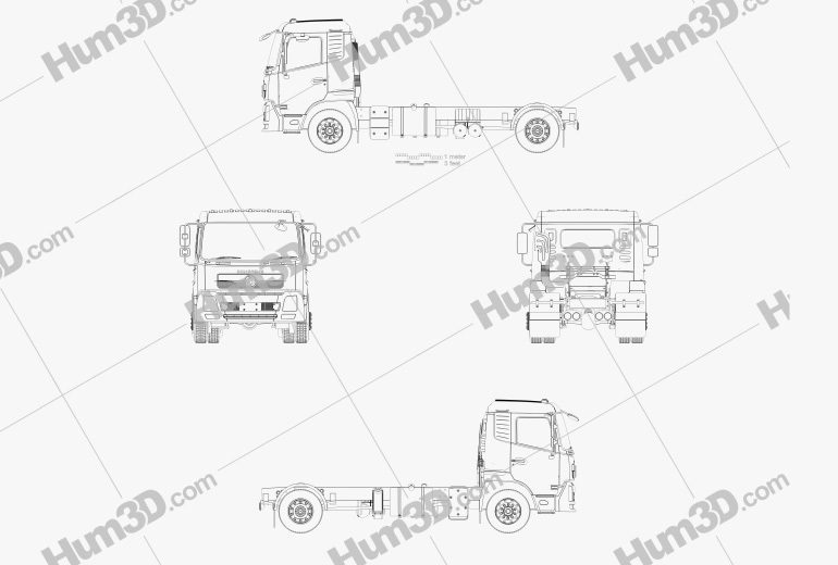 Dongfeng KR Chassis Truck 2017 Blueprint